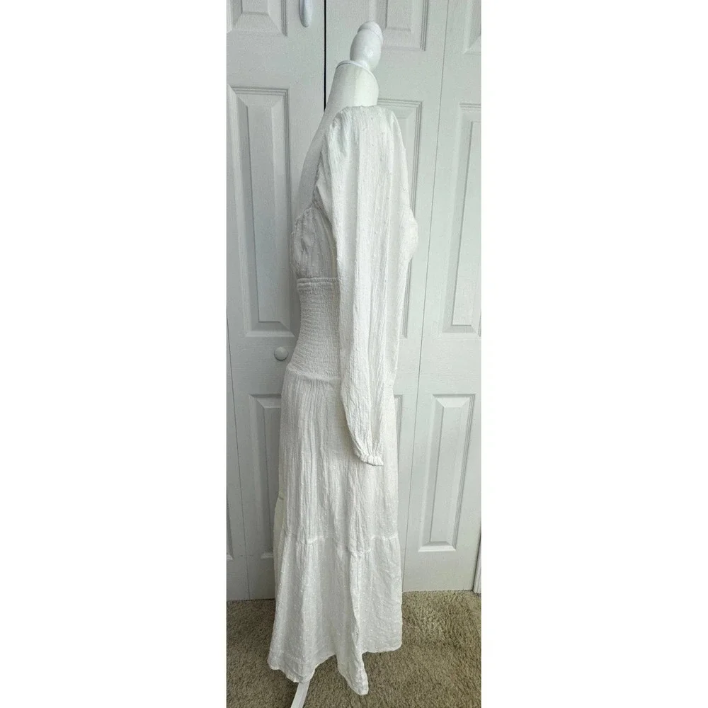Astr The Label Long Sleeve Twist Bust Dress Women's Small White Puffy Sleeve - Picture 4 of 10